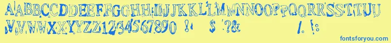 DepressionistV1.0 Font – Blue Fonts on Yellow Background