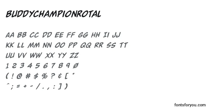 Czcionka Buddychampionrotal – alfabet, cyfry, specjalne znaki
