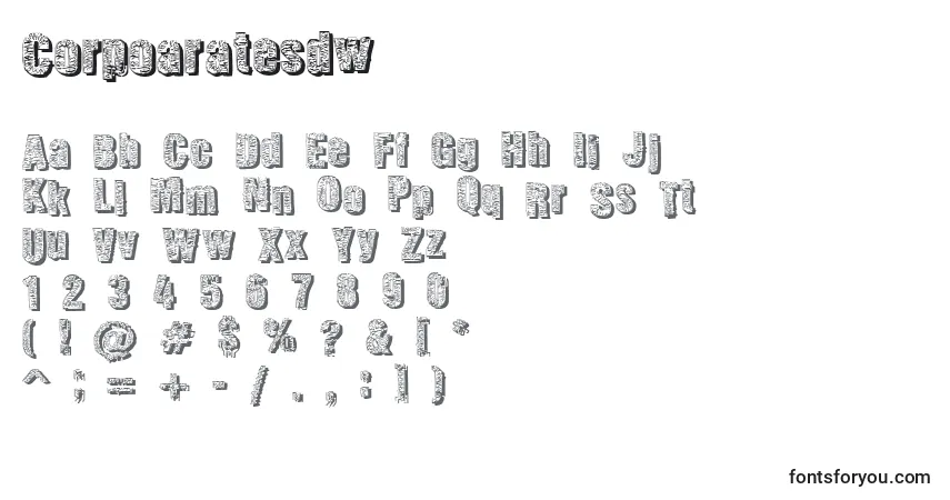 A fonte Corpoaratesdw – alfabeto, números, caracteres especiais