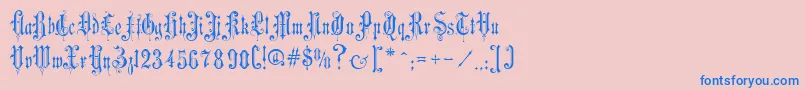 VictorianGothicTwo-Schriftart – Blaue Schriften auf rosa Hintergrund