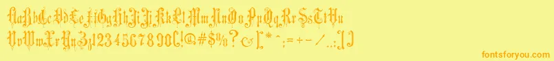 VictorianGothicTwo Font – Orange Fonts on Yellow Background