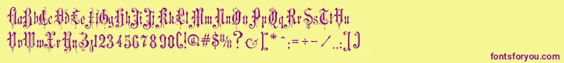 VictorianGothicTwo Font – Purple Fonts on Yellow Background