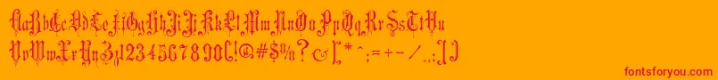 VictorianGothicTwo-Schriftart – Rote Schriften auf orangefarbenem Hintergrund