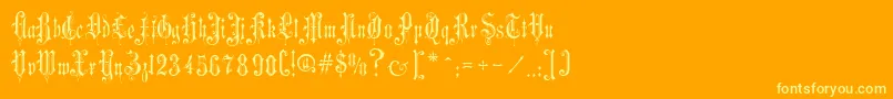 VictorianGothicTwo-Schriftart – Gelbe Schriften auf orangefarbenem Hintergrund