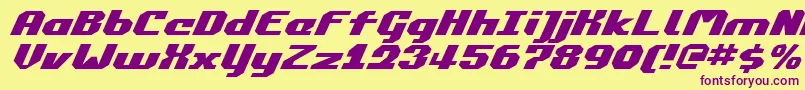 CommonwealthExpandedItalic Font – Purple Fonts on Yellow Background