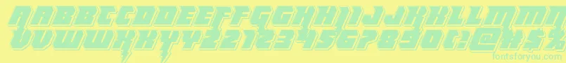 Fonte Thundertitanpunch – fontes verdes em um fundo amarelo