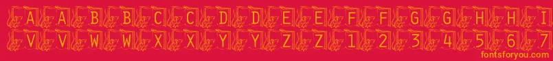 101MelvinsBedtimeStory Font – Orange Fonts on Red Background