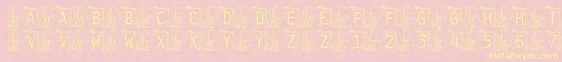 Fonte 101MelvinsBedtimeStory – fontes amarelas em um fundo rosa