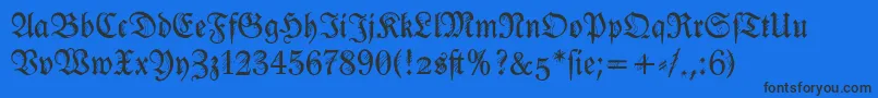 Ironfraktur-Schriftart – Schwarze Schriften auf blauem Hintergrund