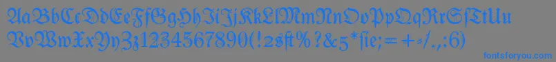 Ironfraktur-fontti – siniset fontit harmaalla taustalla
