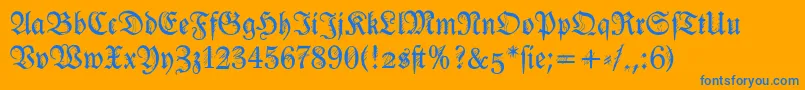Ironfraktur Font – Blue Fonts on Orange Background
