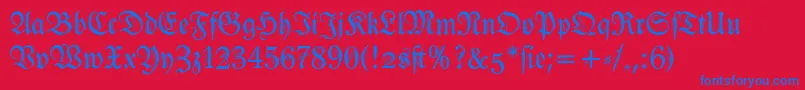 Fonte Ironfraktur – fontes azuis em um fundo vermelho