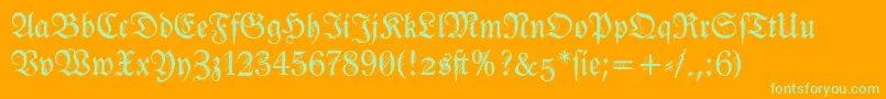 Ironfraktur-Schriftart – Grüne Schriften auf orangefarbenem Hintergrund