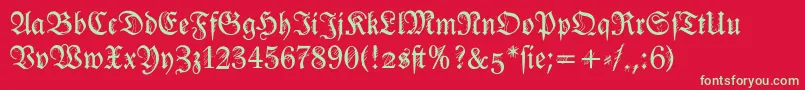 フォントIronfraktur – 赤い背景に緑の文字