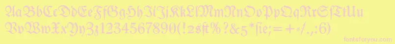 Ironfraktur-Schriftart – Rosa Schriften auf gelbem Hintergrund