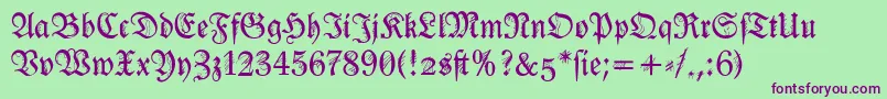 Czcionka Ironfraktur – fioletowe czcionki na zielonym tle