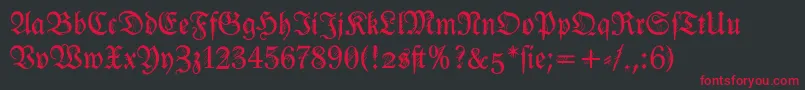 Fonte Ironfraktur – fontes vermelhas em um fundo preto
