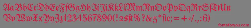 Czcionka Ironfraktur – czerwone czcionki na szarym tle