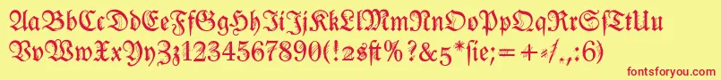 Ironfraktur Font – Red Fonts on Yellow Background