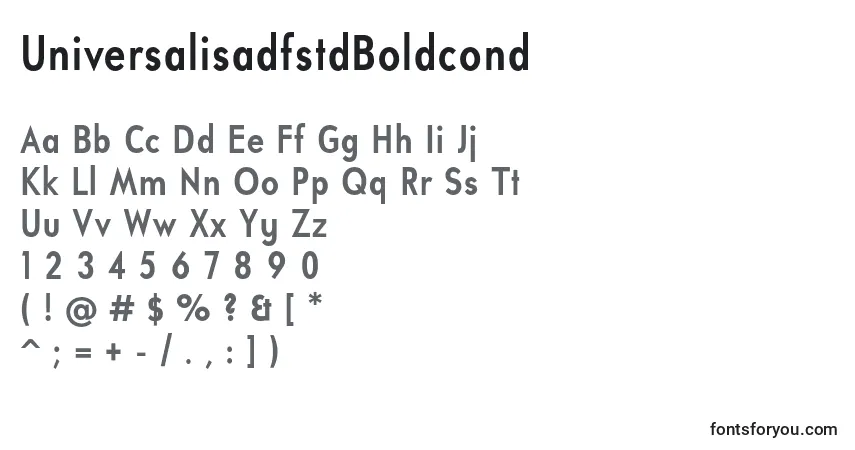 A fonte UniversalisadfstdBoldcond – alfabeto, números, caracteres especiais