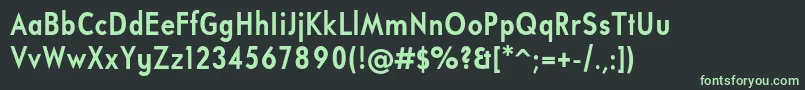 UniversalisadfstdBoldcond-fontti – vihreät fontit mustalla taustalla