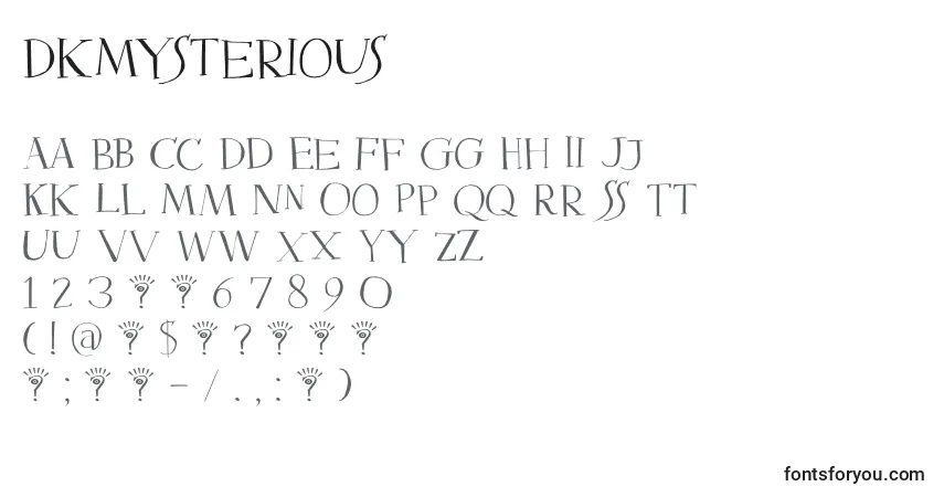 A fonte DkMysterious – alfabeto, números, caracteres especiais