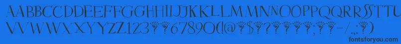 DkMysterious-Schriftart – Schwarze Schriften auf blauem Hintergrund