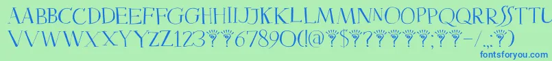 Шрифт DkMysterious – синие шрифты на зелёном фоне