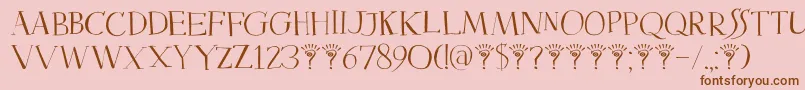 フォントDkMysterious – ピンクの背景に茶色のフォント