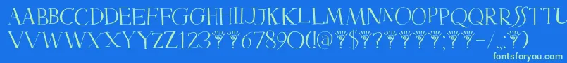 DkMysterious-fontti – vihreät fontit sinisellä taustalla