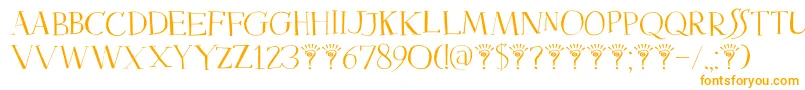 DkMysterious-fontti – oranssit fontit valkoisella taustalla