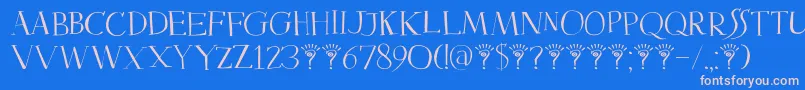 DkMysterious-fontti – vaaleanpunaiset fontit sinisellä taustalla