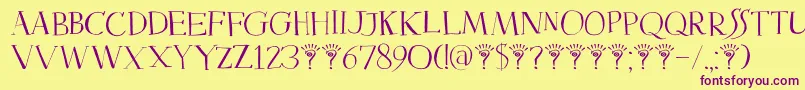 Czcionka DkMysterious – fioletowe czcionki na żółtym tle