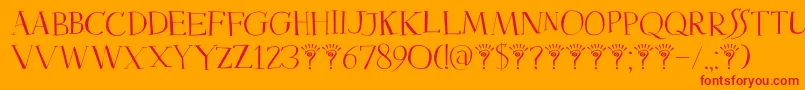 DkMysterious-Schriftart – Rote Schriften auf orangefarbenem Hintergrund