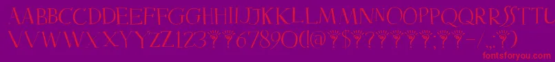 DkMysterious-fontti – punaiset fontit violetilla taustalla