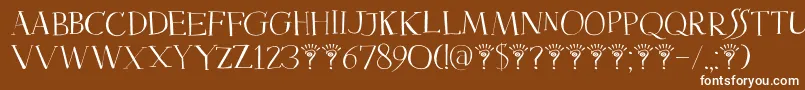 DkMysterious-fontti – valkoiset fontit ruskealla taustalla