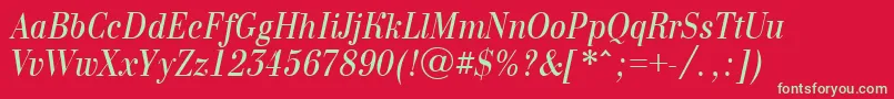 Bodon10 Font – Green Fonts on Red Background