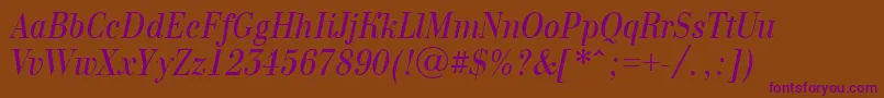 Bodon10-Schriftart – Violette Schriften auf braunem Hintergrund