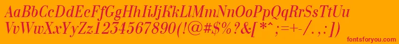 Bodon10-Schriftart – Rote Schriften auf orangefarbenem Hintergrund
