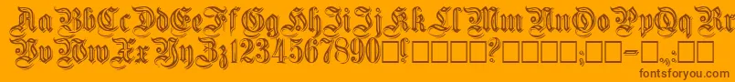 Embossedgermanica-Schriftart – Braune Schriften auf orangefarbenem Hintergrund