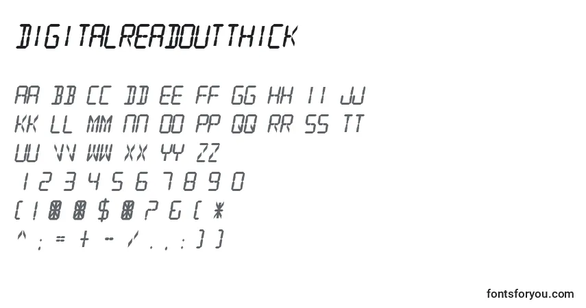 Czcionka DigitalReadoutThick – alfabet, cyfry, specjalne znaki