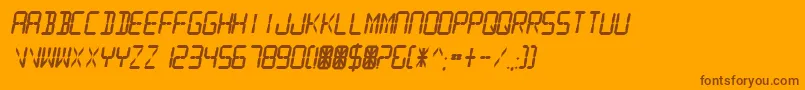 フォントDigitalReadoutThick – オレンジの背景に茶色のフォント