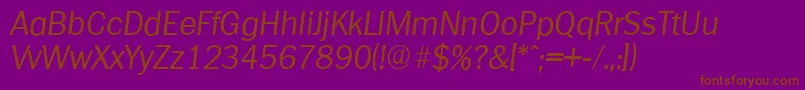 PlymouthserialLightItalic Font – Brown Fonts on Purple Background