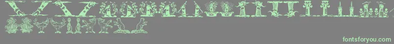 Helmbuschcrestsymbols Font – Green Fonts on Gray Background