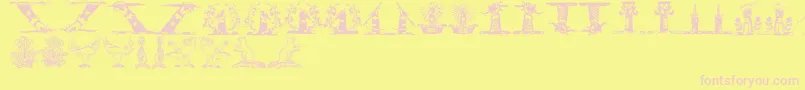 Helmbuschcrestsymbols Font – Pink Fonts on Yellow Background