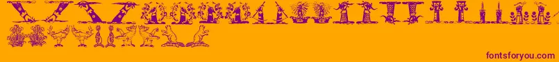 Helmbuschcrestsymbols Font – Purple Fonts on Orange Background