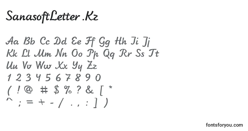 Czcionka SanasoftLetter.Kz – alfabet, cyfry, specjalne znaki
