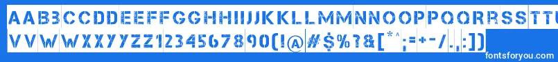 TakeCover Font – White Fonts on Blue Background
