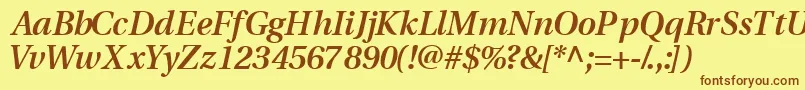 VeracitysskSemibolditalic-Schriftart – Braune Schriften auf gelbem Hintergrund