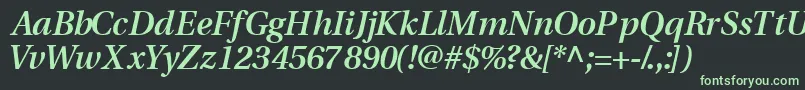 Шрифт VeracitysskSemibolditalic – зелёные шрифты на чёрном фоне